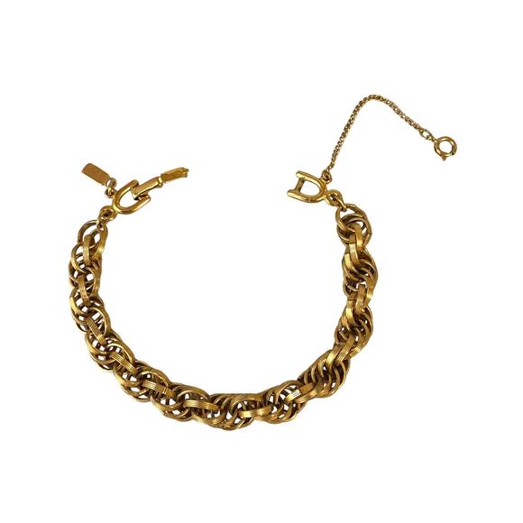 1960s Rogét Gold Plate Rolo Style Chain Bracelet 7.25" Vintage Jewelry - Picture 3 of 4